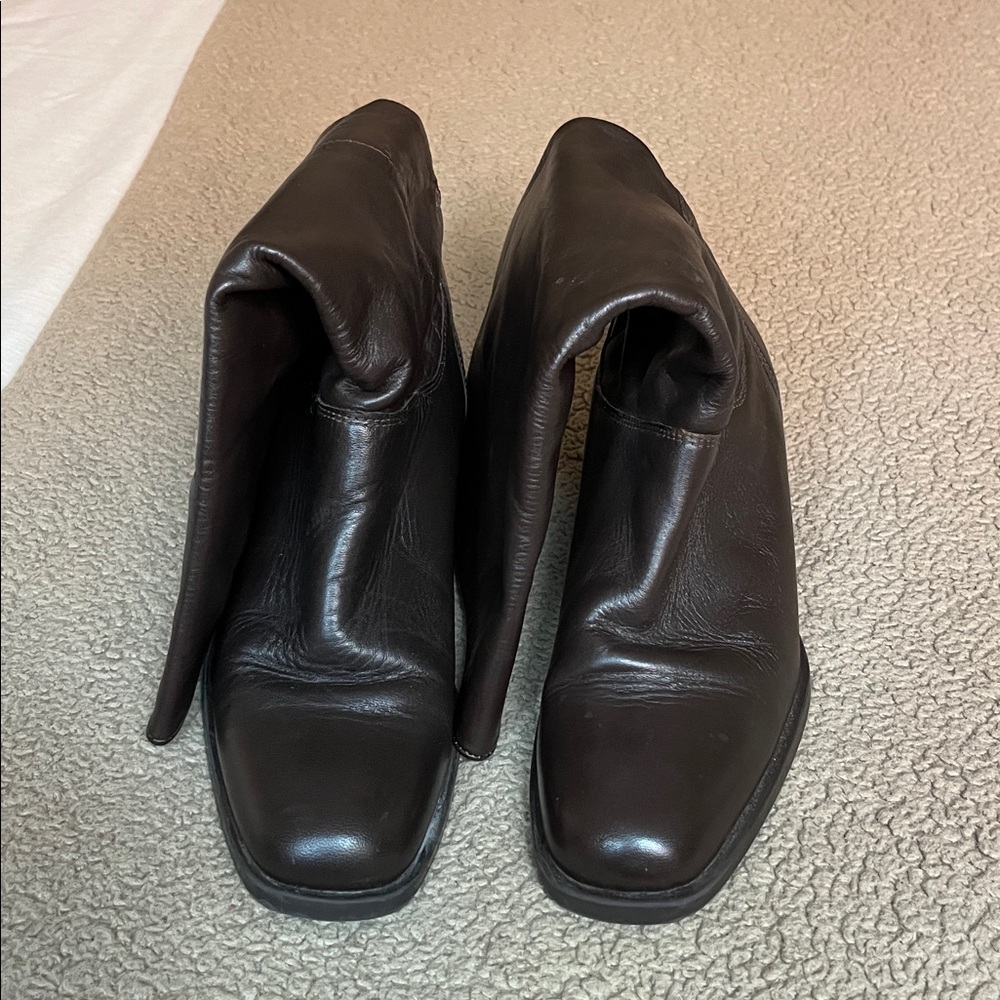 Naturalizer Brown Leather Square Toe Boots - Size 8.5